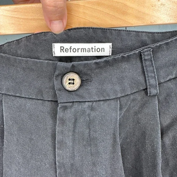 Reformation Mason Pant Black Wide Leg Pleated High Waist‎ Pockets Womens 0 - Picture 7 of 8